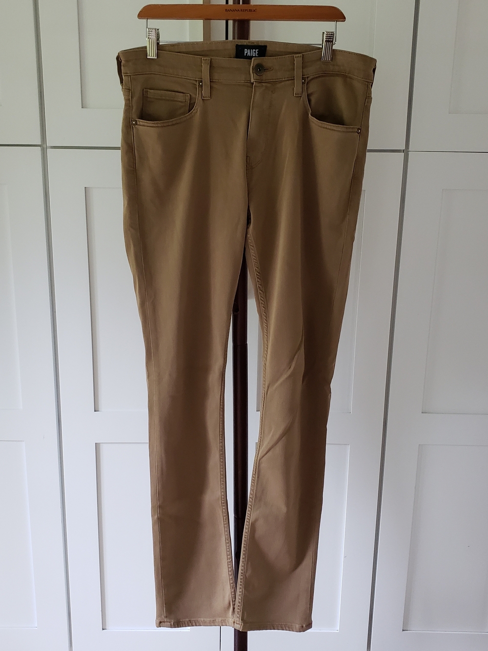 PAIGE Federal Jeans Mens 32 Neutral Khaki Straight Leg Stretch Chino Pants USA